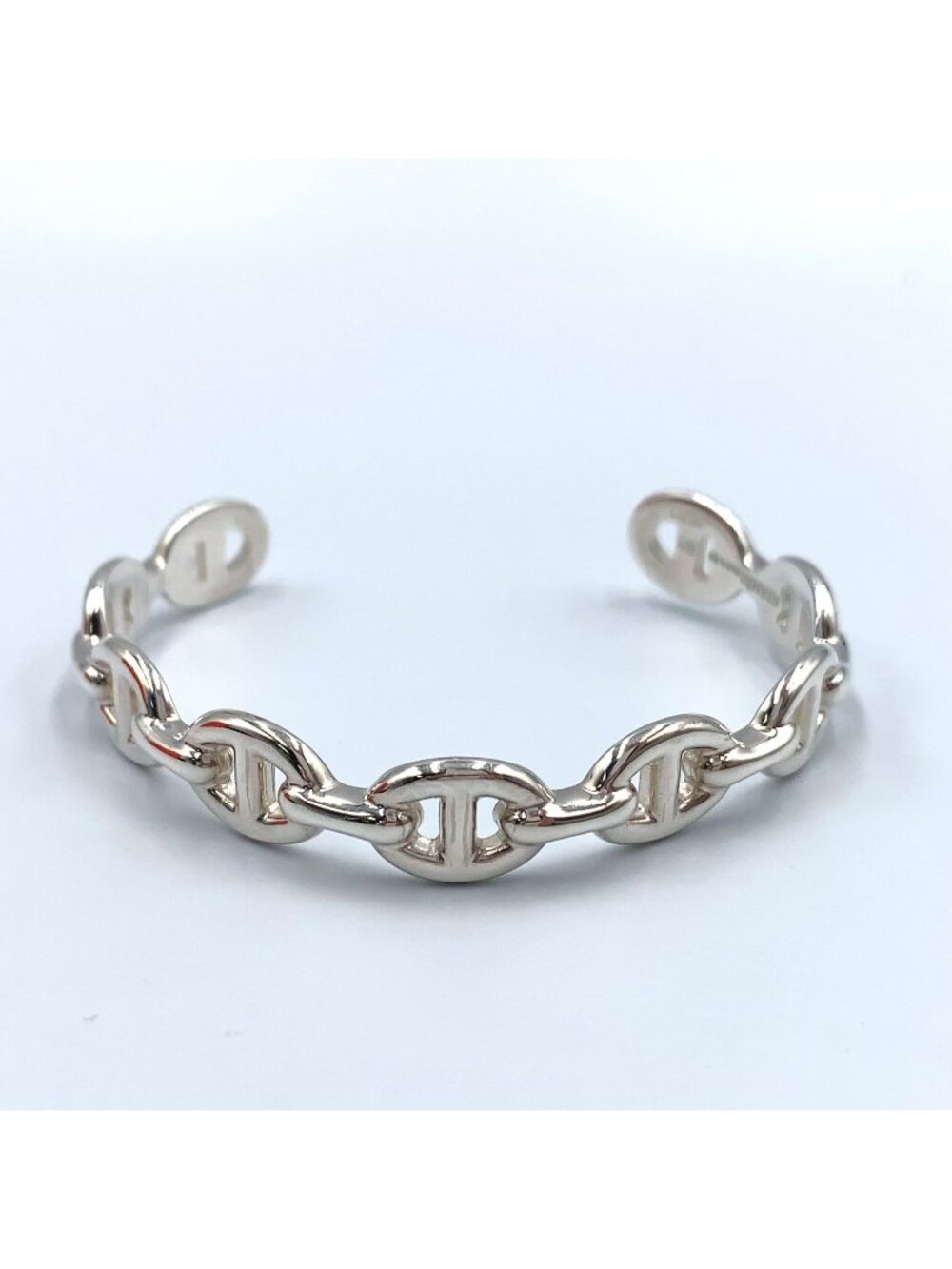 Hermes Chaine D'ancre Enchainee Silver Bangle Bracelet